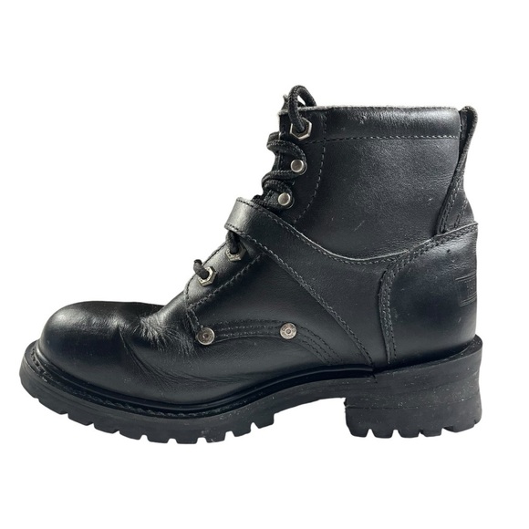 Harley Davidson Black Leather Moto Biker Boots - Picture 4 of 14